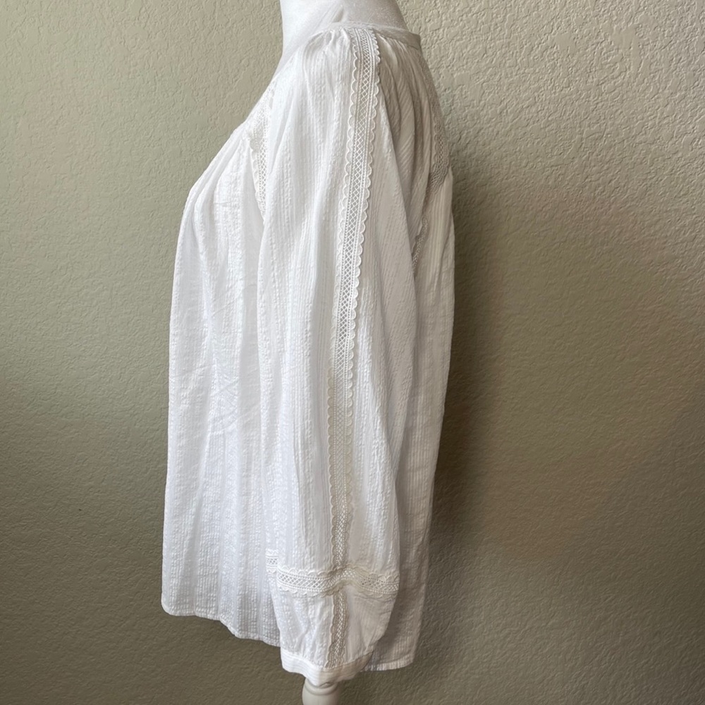 🆕 J Crew Peasant Top in Textured Voile Lace Trim - Picture 5 of 9